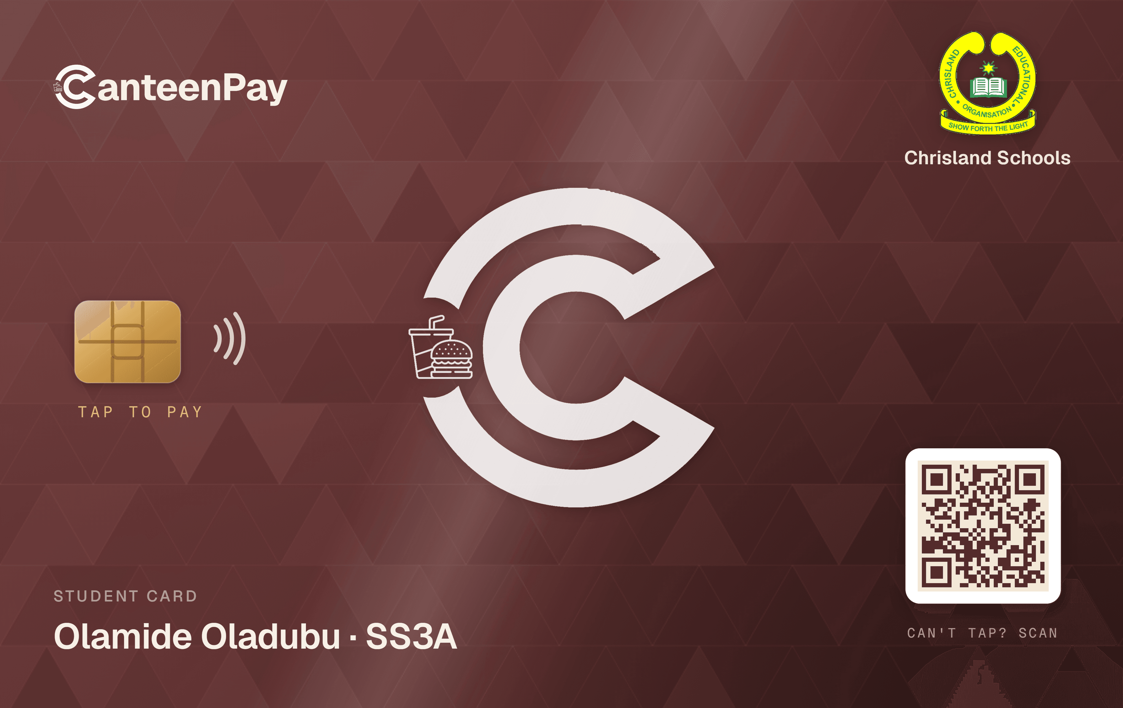 A CanteenPay student card